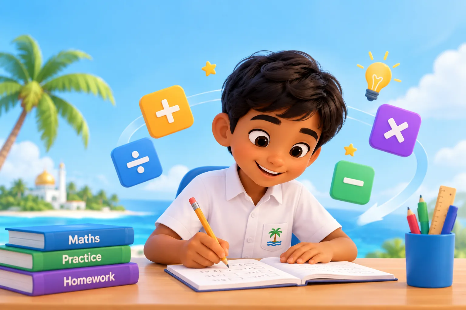 Student completing maths homework